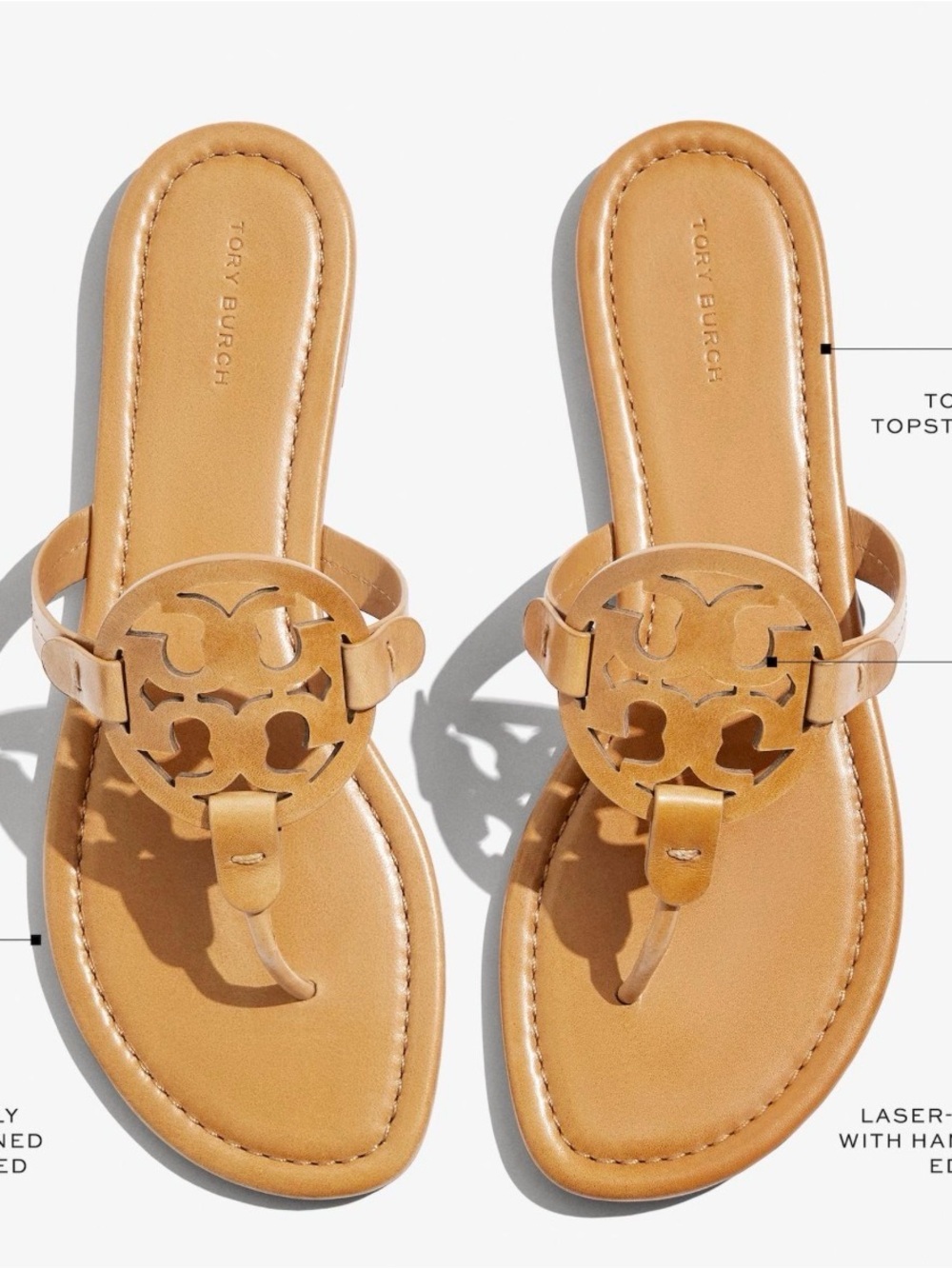 Tory Burch Miller Patent Leather Logo Thong Sandals